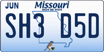 MO license plate SH3D5D