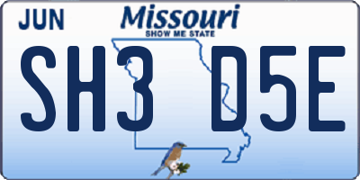 MO license plate SH3D5E