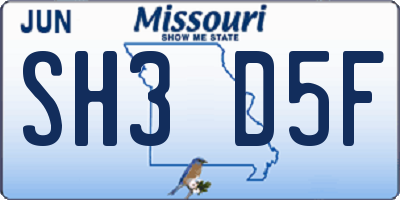 MO license plate SH3D5F