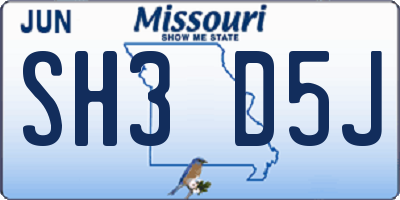 MO license plate SH3D5J