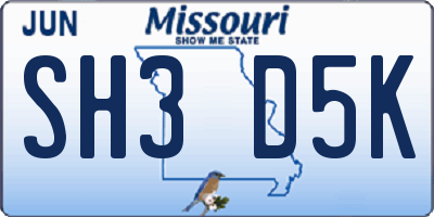 MO license plate SH3D5K