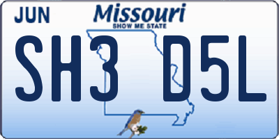 MO license plate SH3D5L