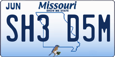 MO license plate SH3D5M