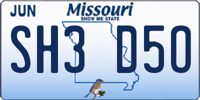 MO license plate SH3D5O