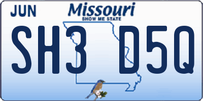 MO license plate SH3D5Q