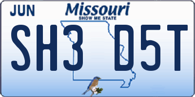 MO license plate SH3D5T