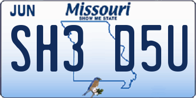 MO license plate SH3D5U
