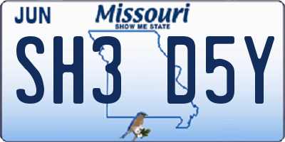 MO license plate SH3D5Y