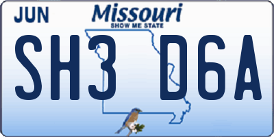 MO license plate SH3D6A