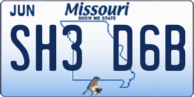 MO license plate SH3D6B