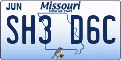 MO license plate SH3D6C