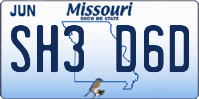 MO license plate SH3D6D