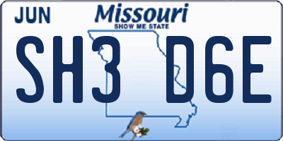 MO license plate SH3D6E