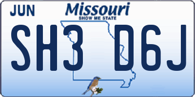 MO license plate SH3D6J