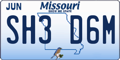 MO license plate SH3D6M