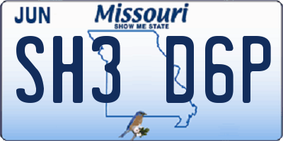 MO license plate SH3D6P
