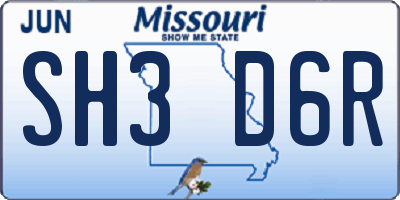 MO license plate SH3D6R