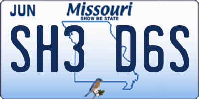MO license plate SH3D6S
