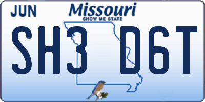 MO license plate SH3D6T
