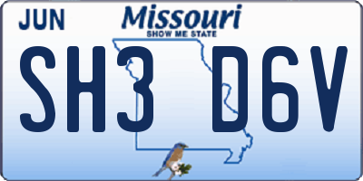 MO license plate SH3D6V