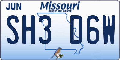 MO license plate SH3D6W