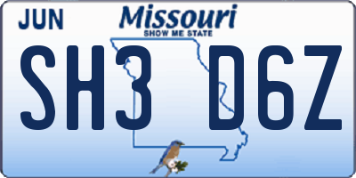 MO license plate SH3D6Z