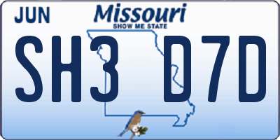 MO license plate SH3D7D