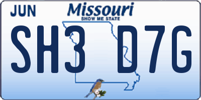 MO license plate SH3D7G