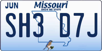 MO license plate SH3D7J