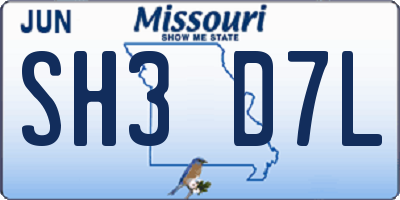 MO license plate SH3D7L