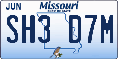 MO license plate SH3D7M