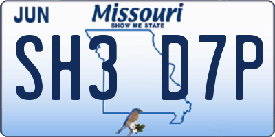 MO license plate SH3D7P