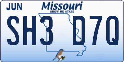 MO license plate SH3D7Q