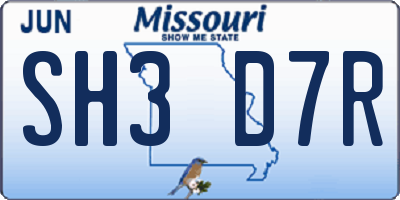 MO license plate SH3D7R