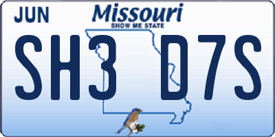 MO license plate SH3D7S