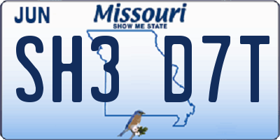 MO license plate SH3D7T