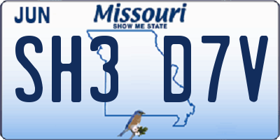 MO license plate SH3D7V