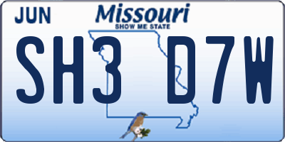 MO license plate SH3D7W
