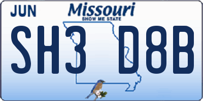 MO license plate SH3D8B
