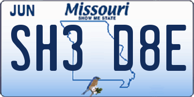 MO license plate SH3D8E