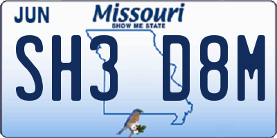 MO license plate SH3D8M