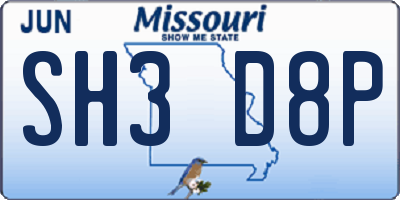 MO license plate SH3D8P