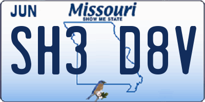MO license plate SH3D8V