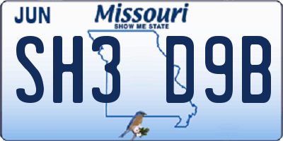 MO license plate SH3D9B