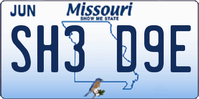 MO license plate SH3D9E