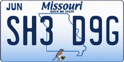 MO license plate SH3D9G