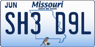 MO license plate SH3D9L