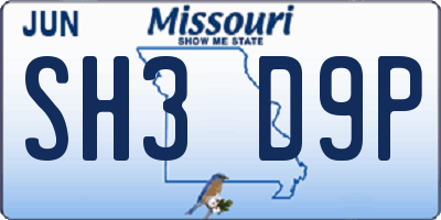 MO license plate SH3D9P