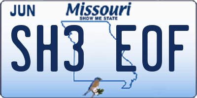 MO license plate SH3E0F