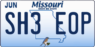 MO license plate SH3E0P